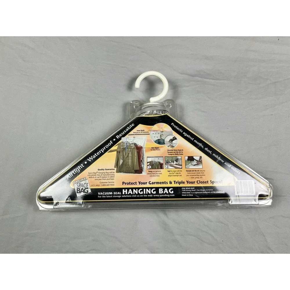 Space Bag Vacuum Seal Closet Hanging Bag Coat Jacket Suit Dress Clothing Storage